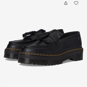 Dr. Martens Black Leather Tassel Platform Loafers
